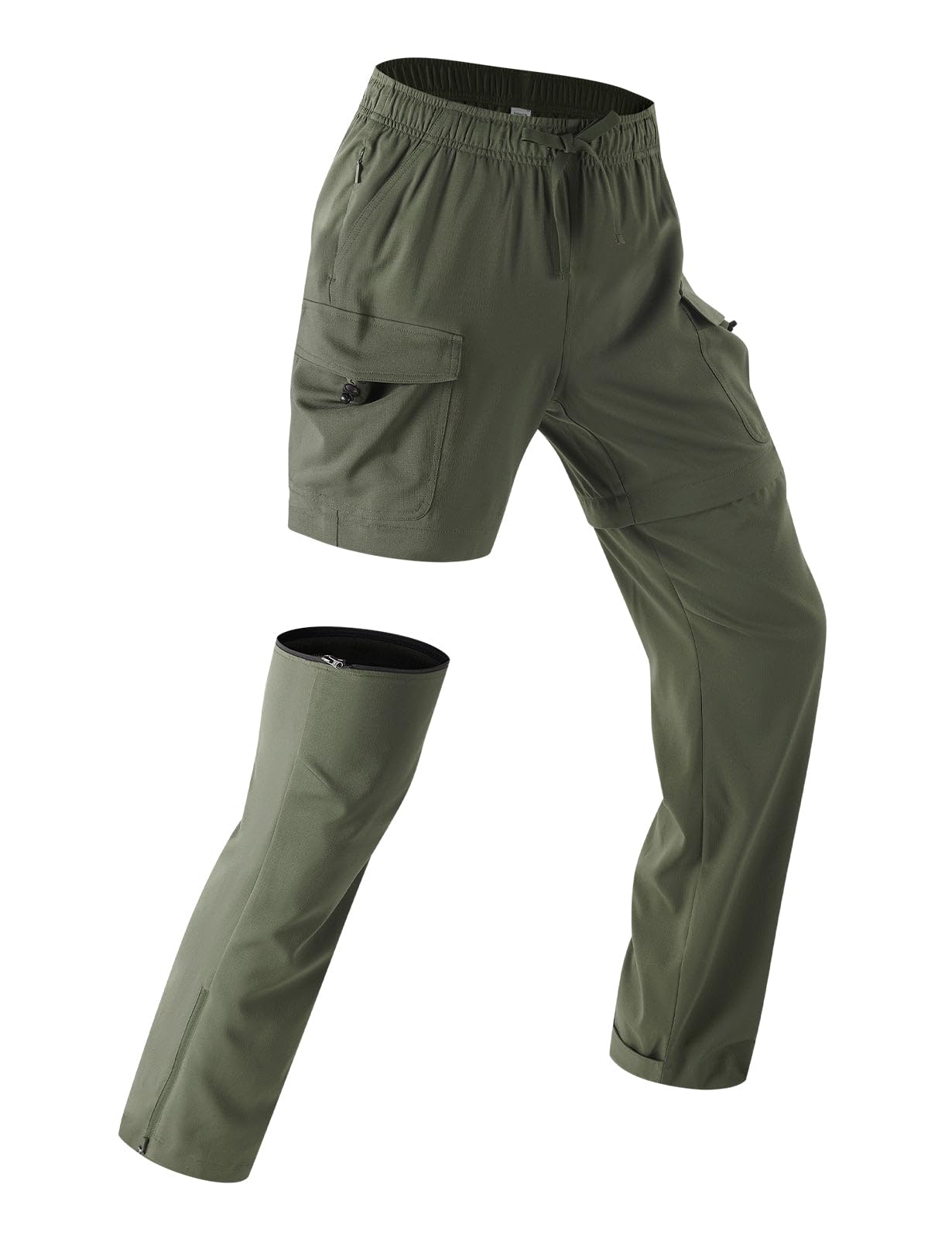 baleaf Women's Hiking Pants 29'' Convertible Zip-Off Pants Army Green L