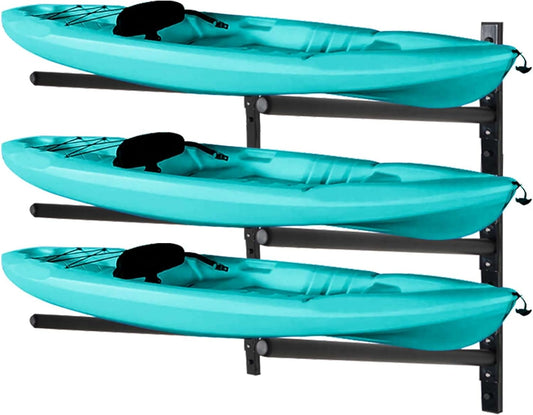 Kayak Storage Rack, Adjustable Wall Mount Kayak Racks for Garage and Outdoor Storage, Heavy Duty Weight Capacity, 2 Level / 3 Level / 4 Level