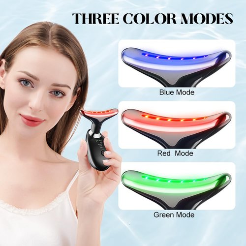 Neck Face Massager Face Sculpting Tool 3 Colour Modes and Vibration for Facial Massager for Double Chin (Black)