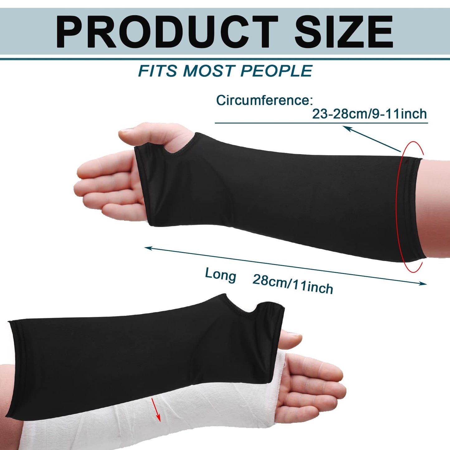 Boao 8 Pcs Arm Cast Covers Protector Splint Cast Covers Soft Elastic Arm Sling Sports Sleeve Reusable Breathable Wrist Elbow(Black,Classic)