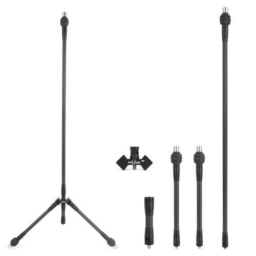 AMEYXGS Archery Bow Stabilizer Set 4/5/10/12/28/30 inch 3k Carbon Bow Balance Bar with Stabilizer Rubber and Weights for Recurve Bow and Compound Bow (45° V bar, Black, 1x 30 inch,2X 12inch,1x 5inch)