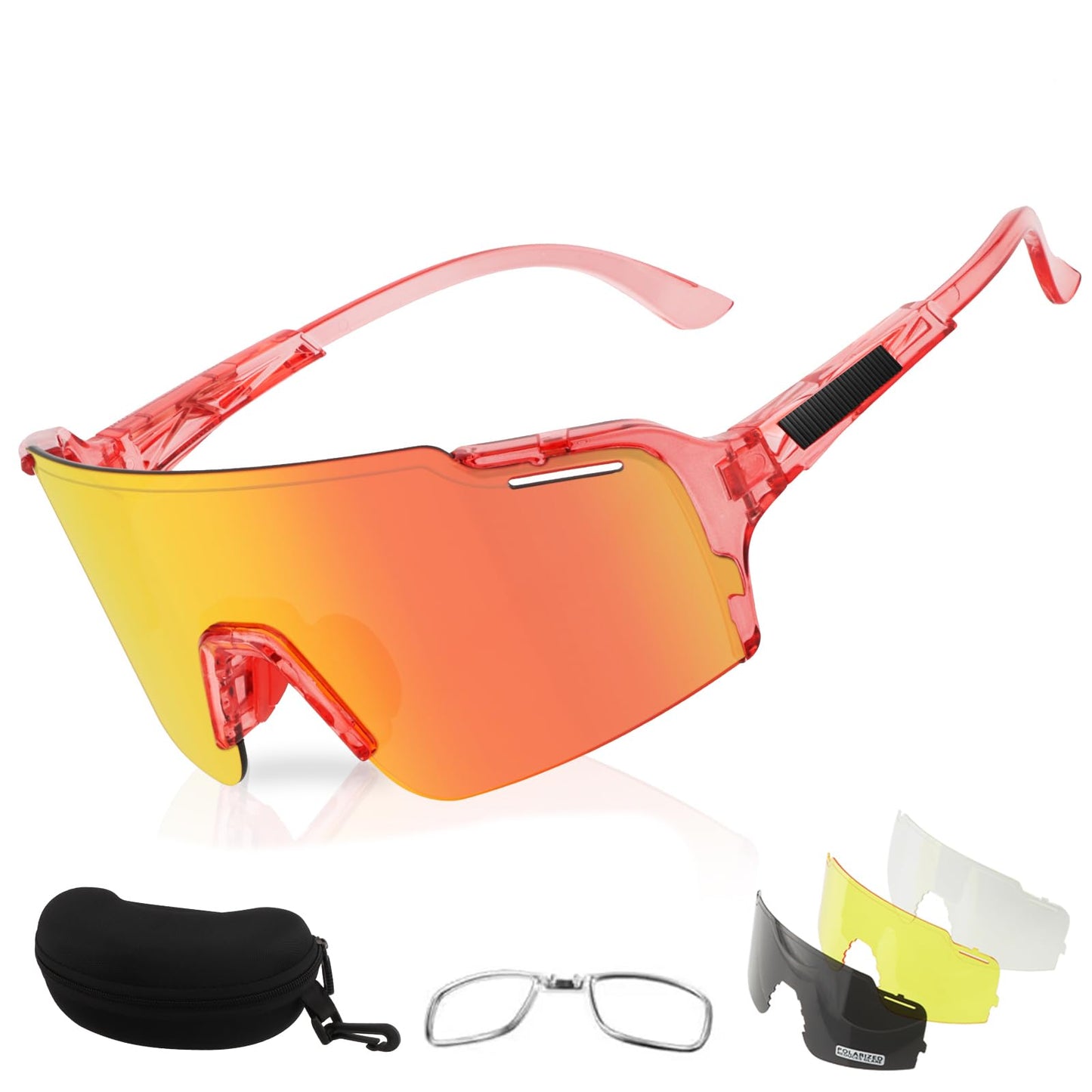 ToopMount Cycling Sunglasses with 4 Interchangeable Lenses, UV 400 Polarized Sports Sunglasses for Men Women Baseball Hiking