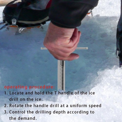 OULIGET Winter Fishing Ice Drill,Outdoor Camping Spiral Nail Ice Augers,Portable Outdoor Winter Camping ICY Drill Tool Stainless Steel for ICY Angling,1 Piece