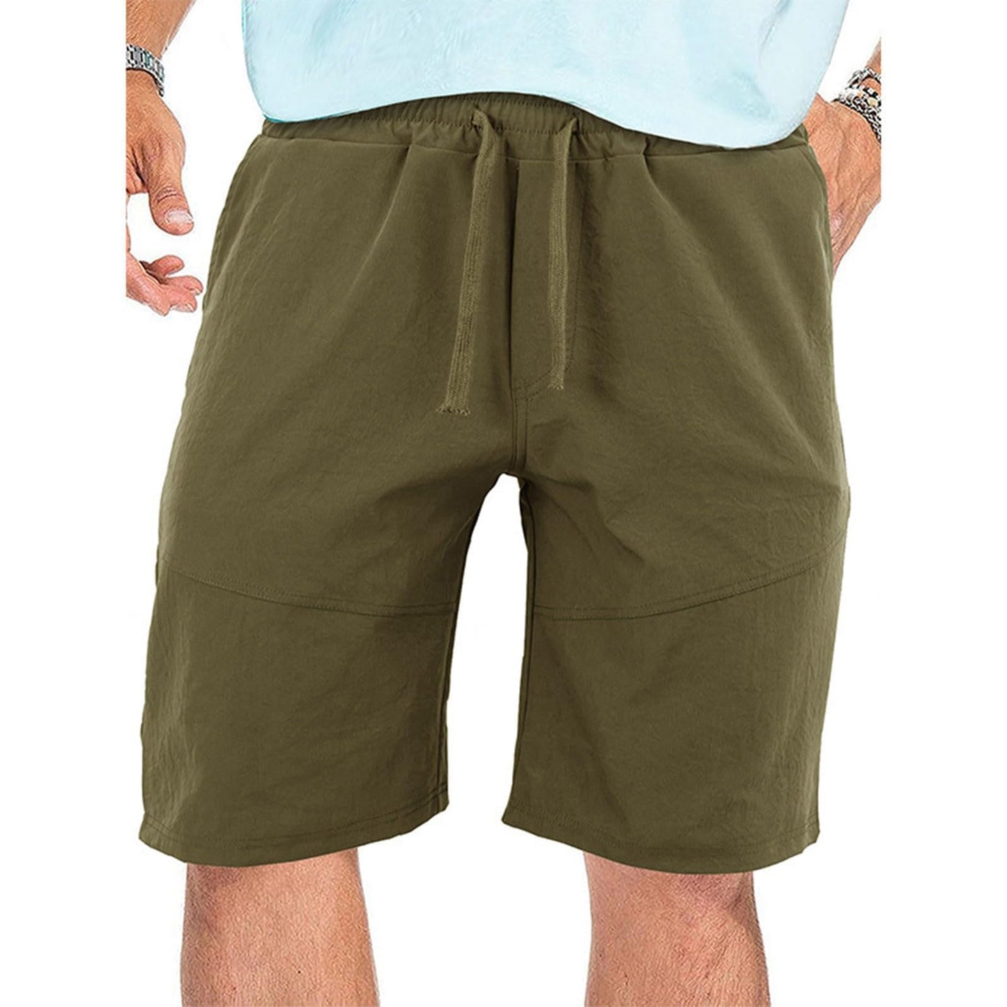 ZOCANIA Cargo Shorts Drawstring Elastic Waist Lightweight Athletic Shorts Quick Drying Casual Short Pants with Pockets Green
