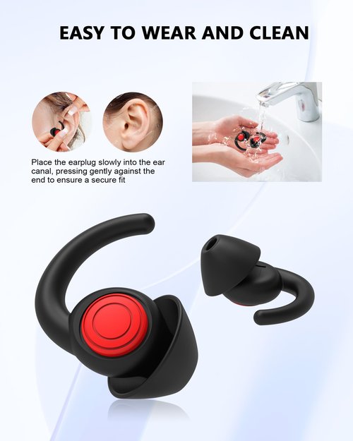 Ear Plugs for Noise Reduction, 2 Pairs Reusable Hearing Protection Earplugs for Noise Sensitivity