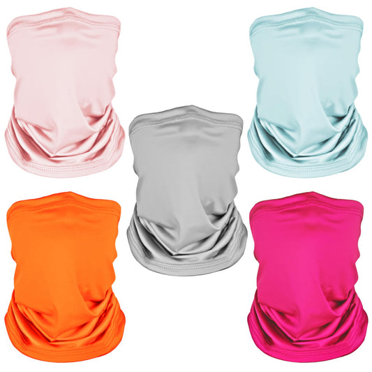 5 Pack Neck Gaiter Face Cover for UV Sun Protection, Breathable Cooling Face Mask for Men Women, Dustproof Neck Gator for Outdoor Sports, Reusable Bandana Scarf (Multicolor-4)