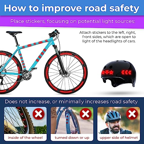 Reflective Stickers for Bikes & Helmets - 67 Piece Safety Decal Set, Gray