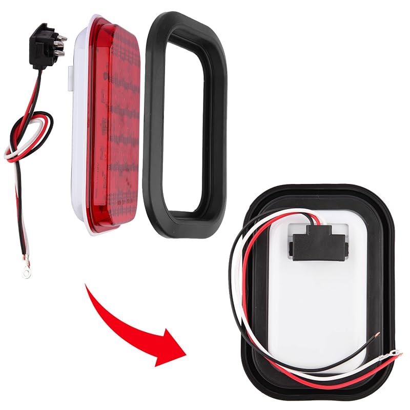 6Pcs 5x3 Inch Rectangle LED Tail Lights — Stop/Turn/Tail and White Backup Lights