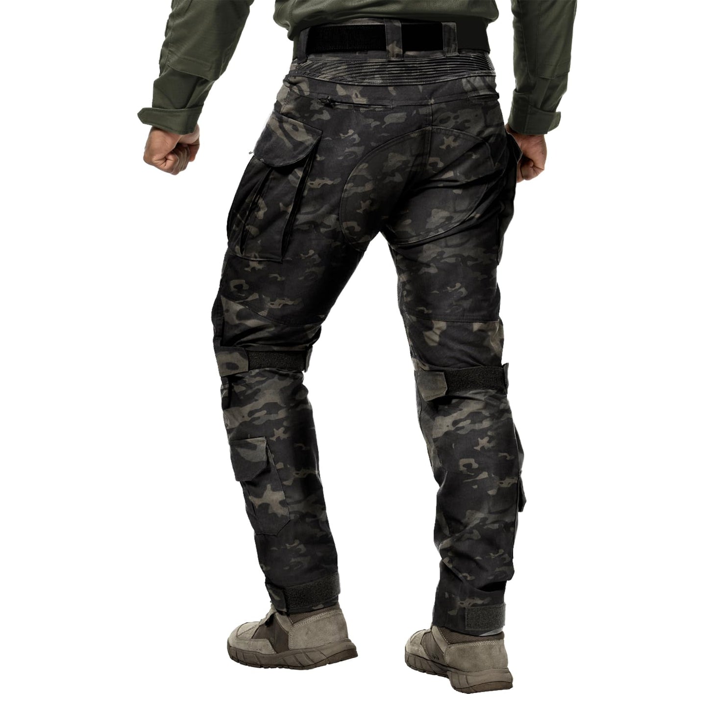IDOGEAR OUTDOOR G5 Combat Pants Men's Tactical Trousers with Hidden Knee Pad Camo Tactical Gear for Airsoft Hunting Paintball(camo Black,34W x 32L)