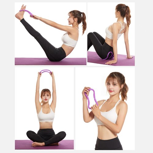 VEAREAR Yoga Equipment,Circle Stretch Resistance Ring, Fitness Sport Home Training Resistance Support Tool Calf Massage,Home Gym Workout Pink 2pcs