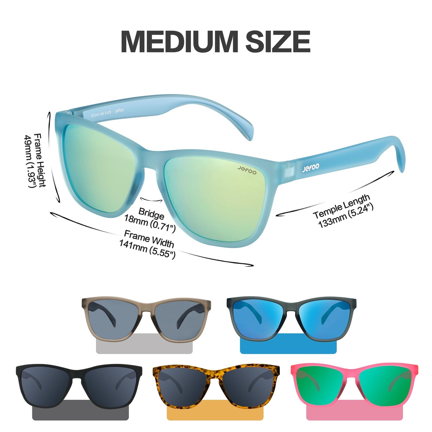 Jefoo Polarized Sports Running Sunglasses for Women Men Retro Trendy Sun Glasses UV400 Protection Tangle Free