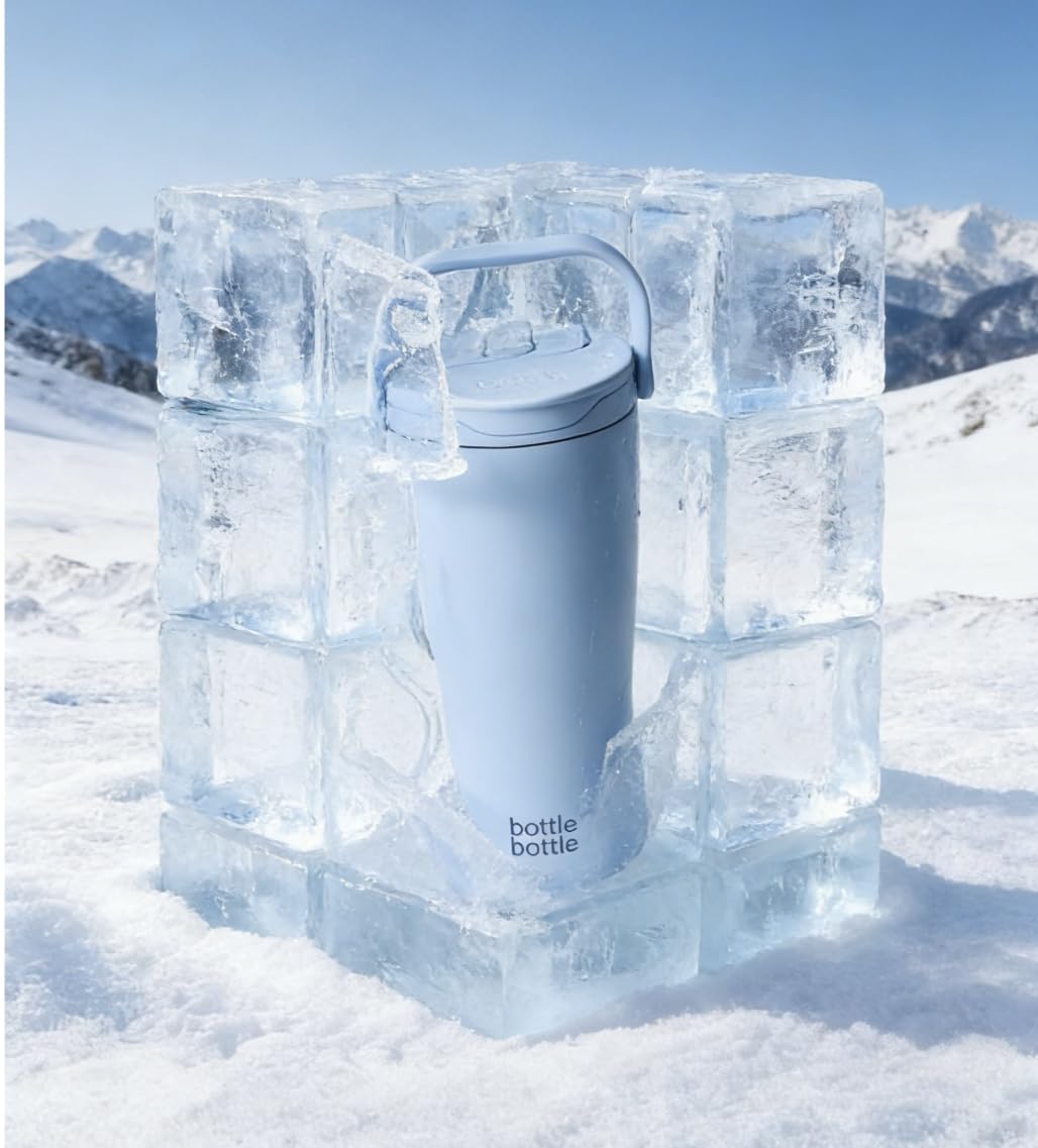 BOTTLE BOTTLE Insulated Tumbler with Handle & Straw Lid, 30oz Stainless Steel Leak-Proof Water Bottle for Hot & Cold Drinks, Add Ice Without Unscrewing, BPA-Free for Travel, Sports, Office(Blue)