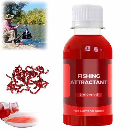 Universal Concentrated Red Worm Liquid Bait for Fishing Attractant, Natural Fish Lure with Redworm Scent and Attraction Enhancer for Freshwater and Saltwater, Trout, Cod, Carp, Bass, Catfish(1pc)