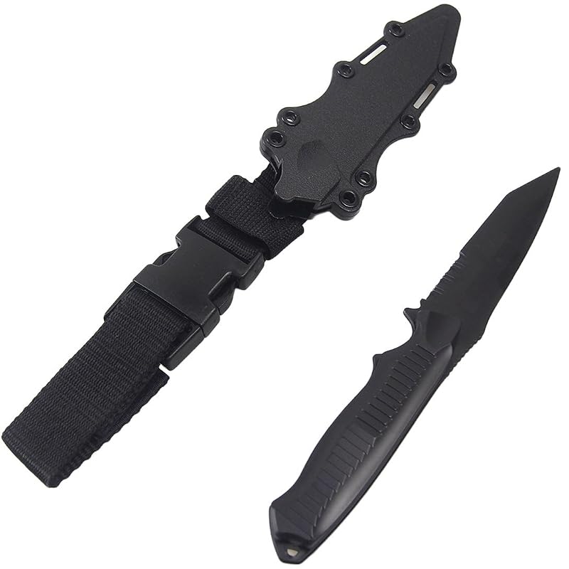 Tactical Rubber Trainer Knife Combat Bayonet with Scabbard/Sheath - 11.8in Black (Variation: 1pcs Rambo-Black)