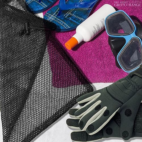 10 Pcs Small Mesh Drawstring Bags - Black, 11.8 x 7.48 Inches, Polyester, S Size