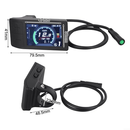 Electric Bike LCD Display 500C for Bafang BBS01 BBS02 HD Motor, 2.2" IPS Screen, Adjustable Brightness, Touch Button, 24V/36V/48V