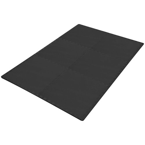 Exercise Mat with EVA Foam Interlocking Tiles for MMA, Exercise, Gymnastics and Home Gym Protective Flooring, 24 x 24 inches, 1/2 Inch Thick, Black, for Home Gym (Black, 24 Square Feet)