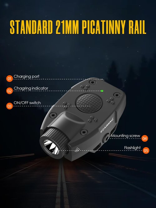 EZAIMING Ultra Compact Rifle Light and Low Profile Helmet Mounted Flashlight for Picatinny Rail