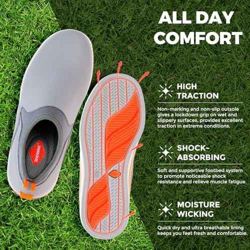 Showave Deck Shoes for Women Waterproof Garden Shoes Slip-on Rain Shoes Breathable Ruber Mud Shoes for Outdoor Fishing Walking Gardening Walking