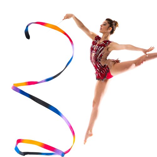 Piriuuo 3 Pcs Dance Ribbons for Kids, 78.7 Inch Ribbon Dancer Wand for Kids Rhythmic Gymnastics Ribbon Sparkling Rainbow Twirler Stick for Fits Artistic Dancing Gymnastics, Outdoor Play, Talent Shows