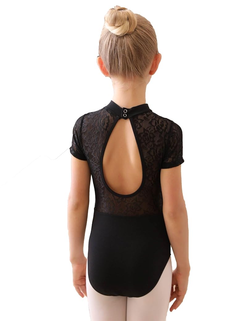High Neck Lace Leotard for Girls - Avrigirl 12 Years Black Lace Lining