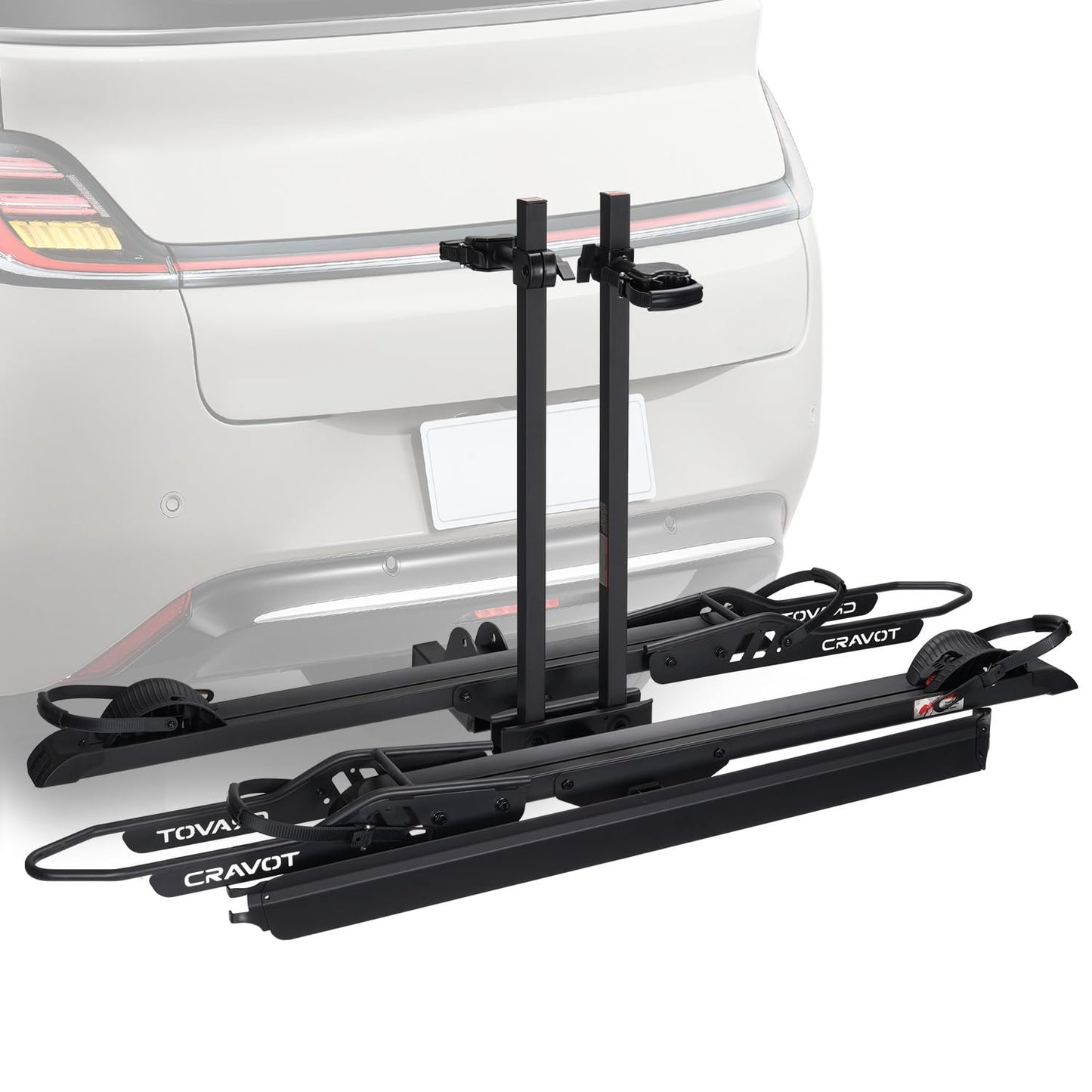CRAVOT CyberRack E2 Ebike Rack, 200 lbs Capacity Foldable Bike Racks for Tow Hitch Heavy Electric Bike Carrier for 2 E-Bike, Up to 5-inch Fat Tire 2'' Receiver