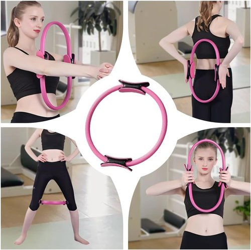 Pilates Ring and Ball Set, 13 Pcs Home Pilates Kit with 13” Circle Yoga Ring 6 Resistance Bands 9.8” Pilates Ball, Accessories, Pilates Essential Kit for Women Girl Home Workouts Beginners Toning