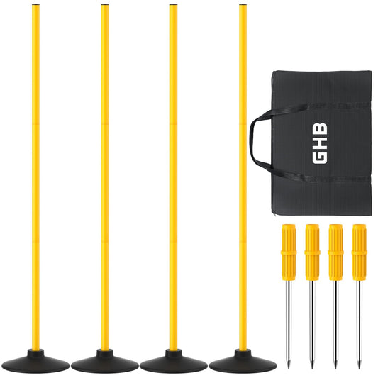 GHB Agility Poles 4 Pack 50" Sports Soccer Training Poles,Detachable Speed Training Equipment Football Accessories 2 in 1 Design Rubber Base and Spike
