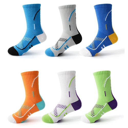 Zumou Boys Sock Basketball Athletic Kids Youth Sports Soccer Hiking Outdoor Crew Socks(9-12 Years, B Assorteds 6 pairs)