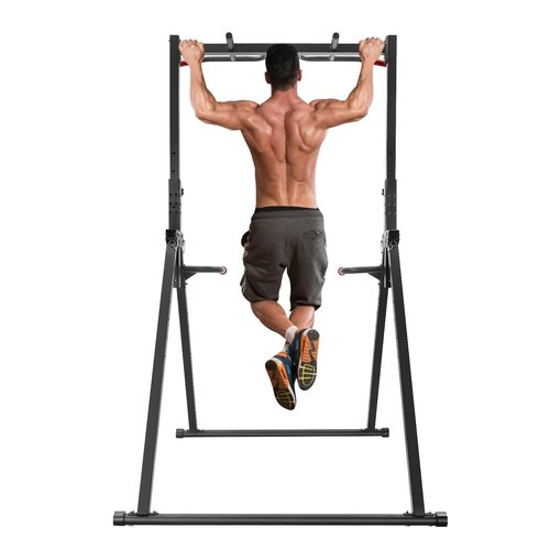 INPAITOO Folding Triangular Pull Up Station, Height Adjustable Multi-Function Tower Foldable Pull Up Bar Station, Home Gym Strength Training Equipment, Freestanding Tower Workout Dip Stand