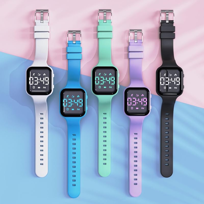 Kids' Digital Pedometer Watch for Boys & Girls - Waterproof Fitness Tracker with Alarm, Calendar, 3D Sensor (Variation: Black)