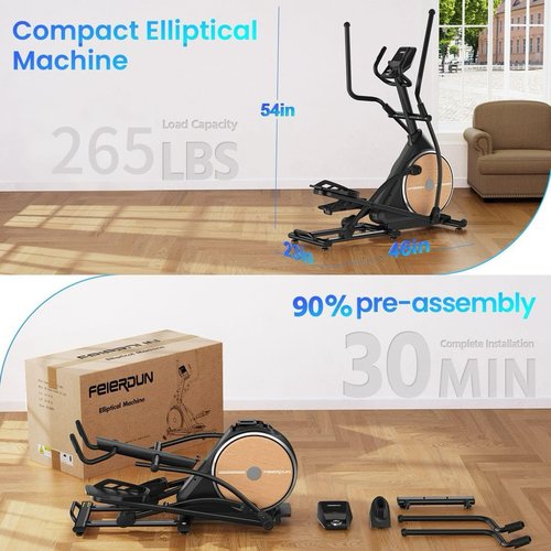 FEIERDUN Home Cardio Climber Stepping Elliptical Machine - Total Body Fitness Cross Trainer with Hyper-Quiet Magnetic Drive, 32 Adjustable Resistances for Intense Cardio Workouts