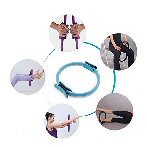 Pilates Ring Fitness Circle Lightweight Durable Foam Padded Handles Flexible Resistance Exercise Equipment for Toning Arms Thighs Legs Yoga Rings Magic Circle Pilates Accessories (Pink)