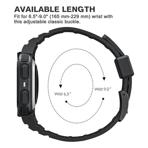 FINTIE Bands with Case Compatible with Fitbit Versa 4/3/2/1/Versa Lite/Fitbit Sense 2/Sense, Protective Case Strap Rugged Sport Band Men, Black
