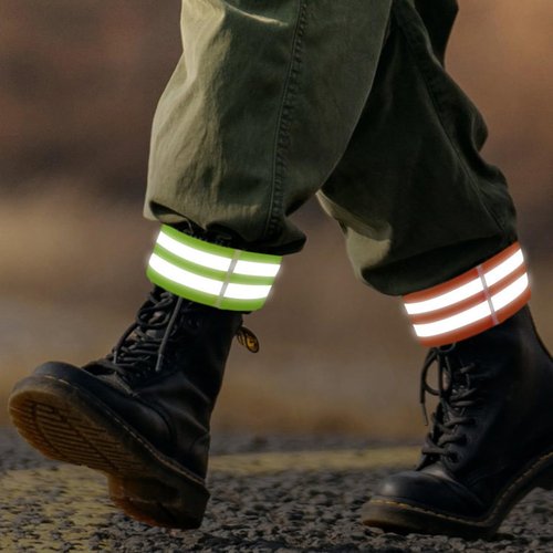 cdar 1/2Pcs Cycling Pants Reflective Band High Visibility Elastic Men Women Night Running Warning Arm Wrist Leg Ankle Strap Cycling Fluorescent Green 2pcs