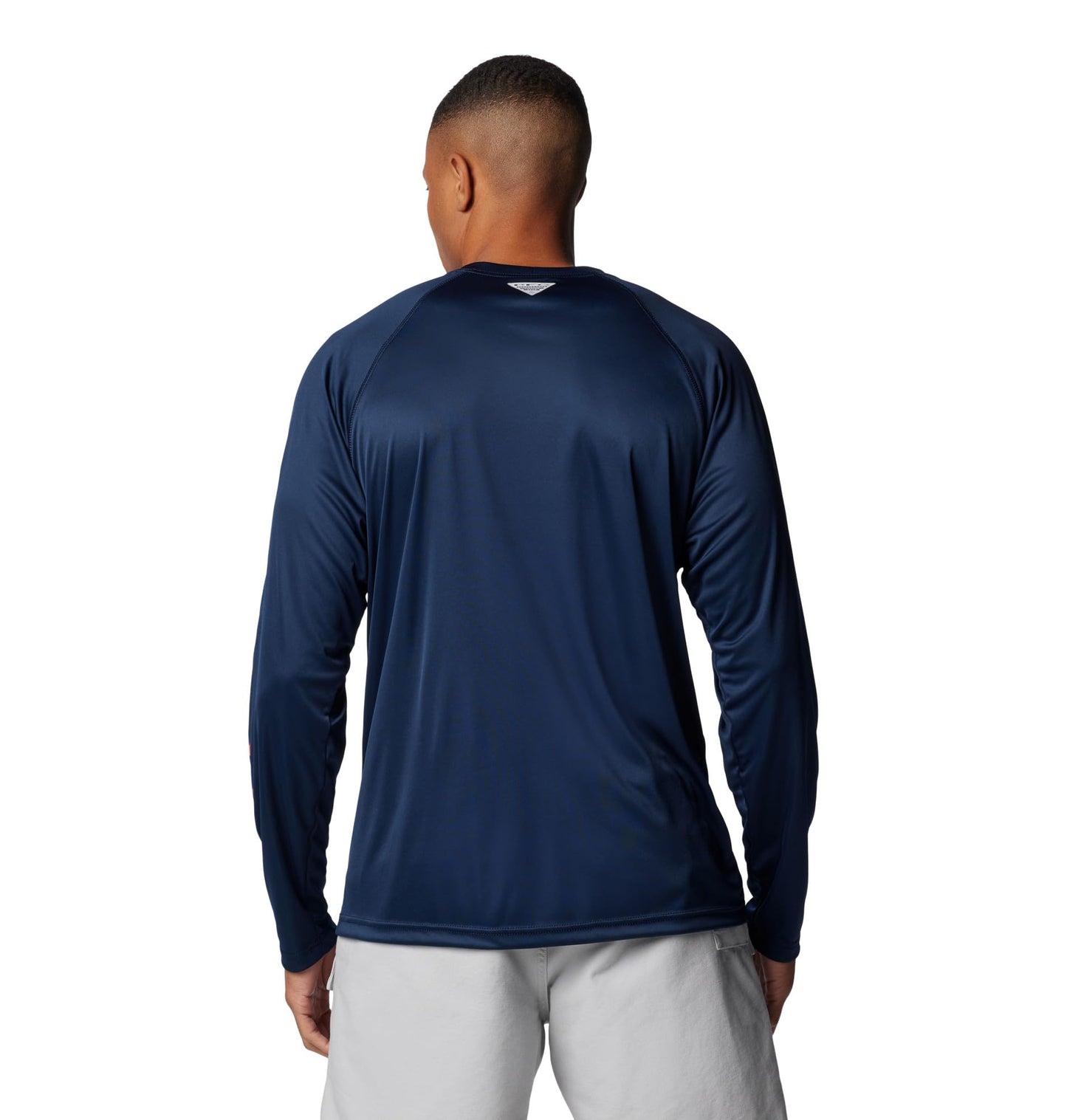 Columbia Men's PFG Terminal Tackle Long Sleeve Fishing Shirt, Collegiate Navy/Sunset Red Logo, 6X