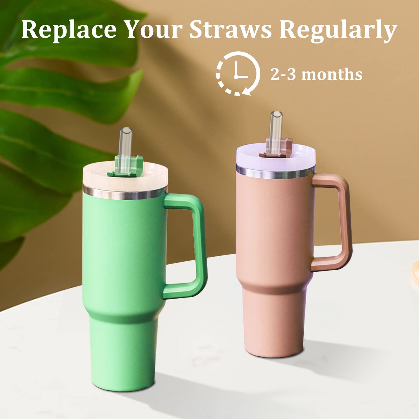 Replacement Straws for Stanley 40 oz and 30 oz Tumblers,6 Pack Reusable Straws with Cleaning Brush,12 Inch Long,Plastic,Clear, Stanley Cup Accessories