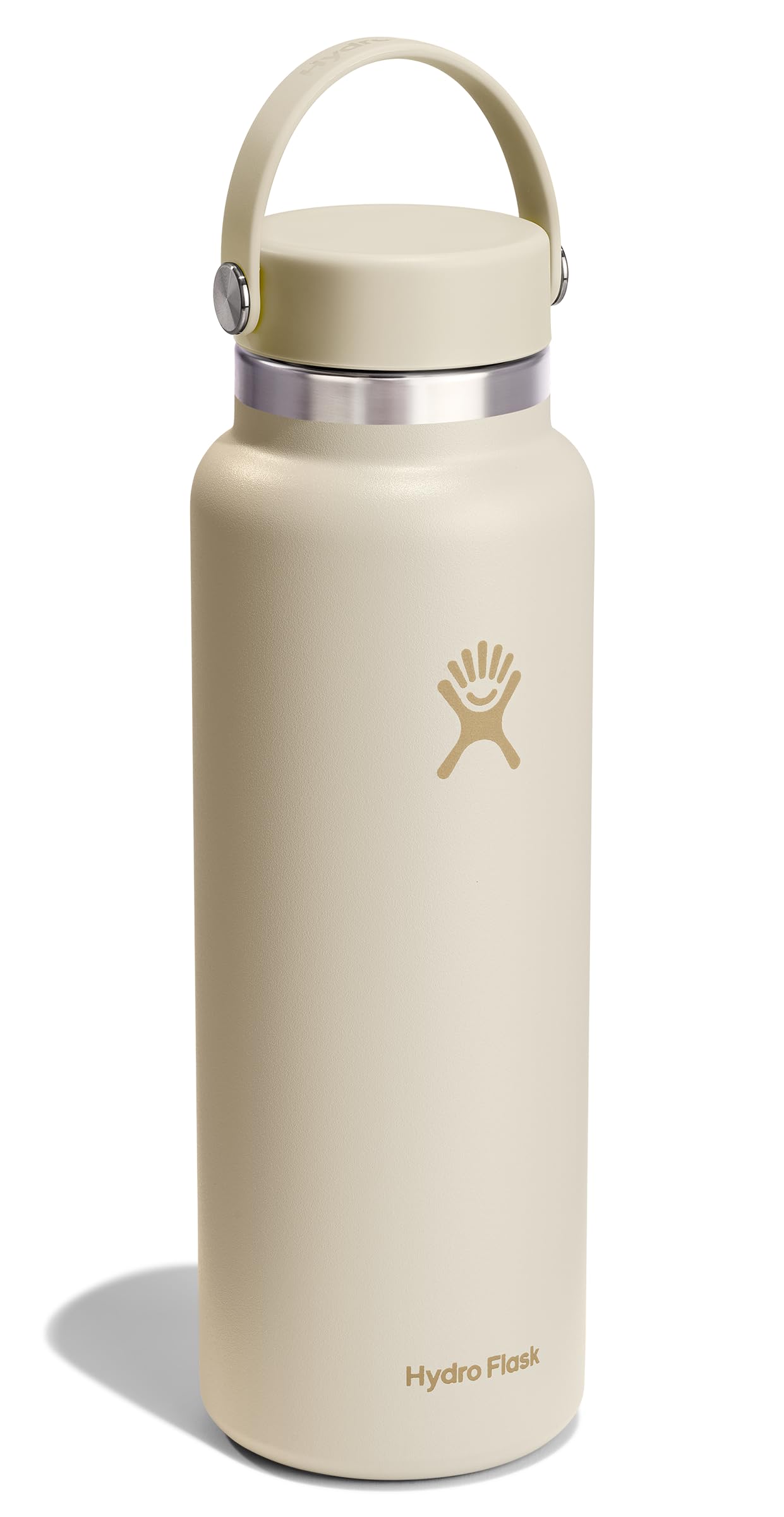 Hydro Flask Water Bottle - Insulated Stainless Steel - Wide Mouth Flex Lid, Non Spill, Leakproof and Refillable in 40 Oz Coconut Cream