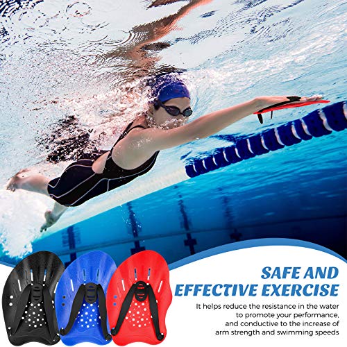 Swim Paddles with Adjustable Straps - Red, Blue, Black - Water Resistance Training Equipment
