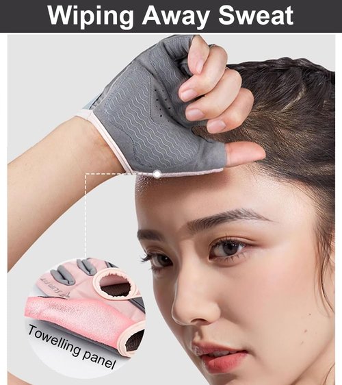 SUJAYU Gym Gloves Workout Gloves Women, Anti-Slip Breathable Gym Essentials Women for Weightlifting Cycling Training, Guantes para Gym Mujer (Medium)