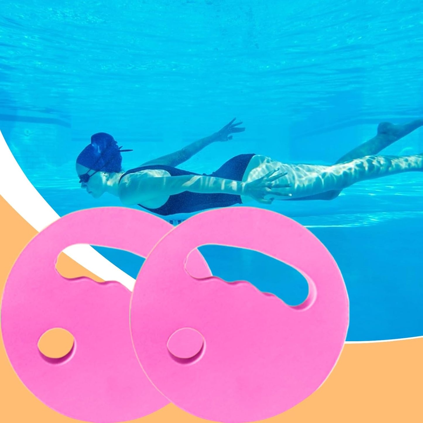 18x3 Cm 2 Pieces Water Exercise Discs EVA Floating Aqua Training Disc Pool Workouts Aid with Ergonomic Grip for Adults Swimming Beginners Teens Women Boys Men