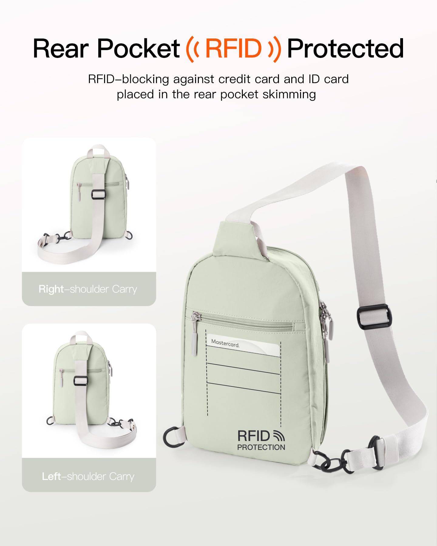 Inateck Sling Bag X-Row with RFID Blocking, Spacious Crossbody Shoulder Chest Everyday Carry Bag with Quick-adjust Strap, Water-resistant Sling Backpack for Men, Women, Travel, Cycling, Hiking, Green