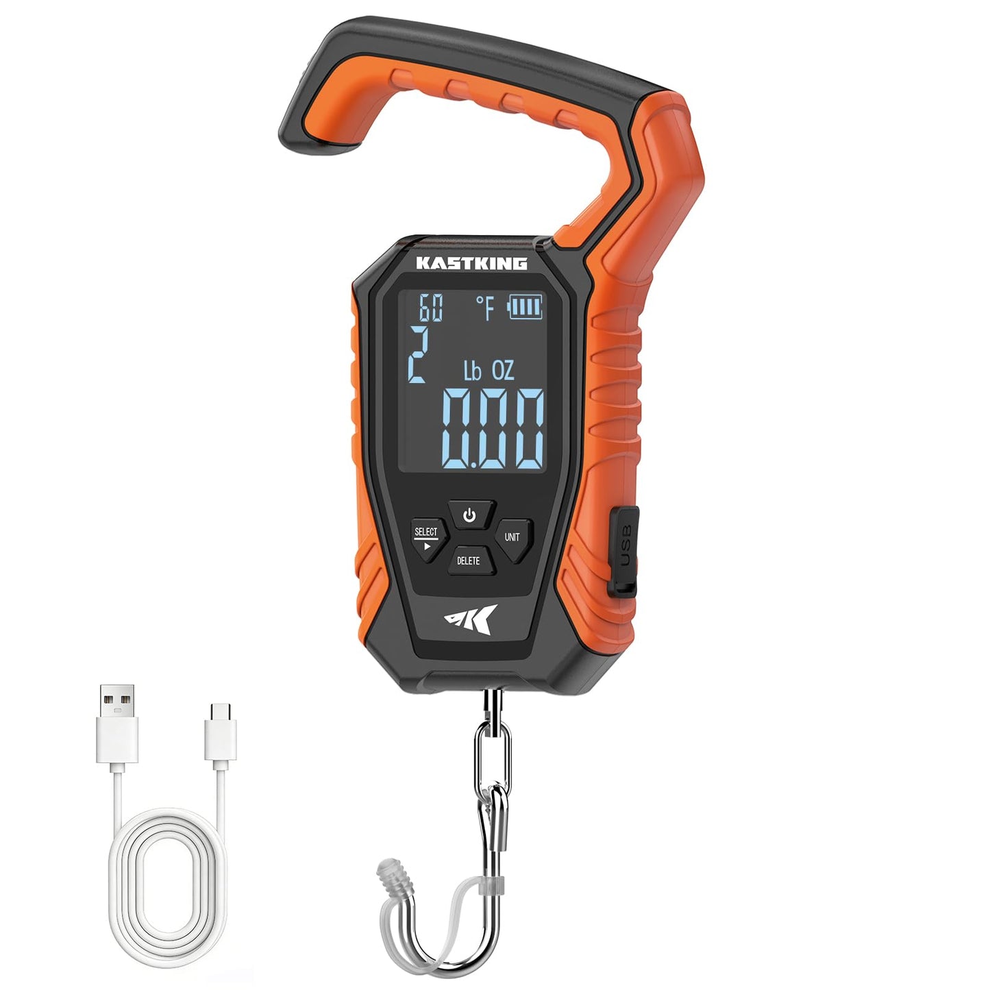 KastKing Weighmaster Mechanical-Digital Fishing Scale, 120 lb Capacity, 2.5" Backlit Display, High-Precision Sensor, 9 Weight Memory, Temperature Detection, IPX6 Waterproof, Fishing Gifts