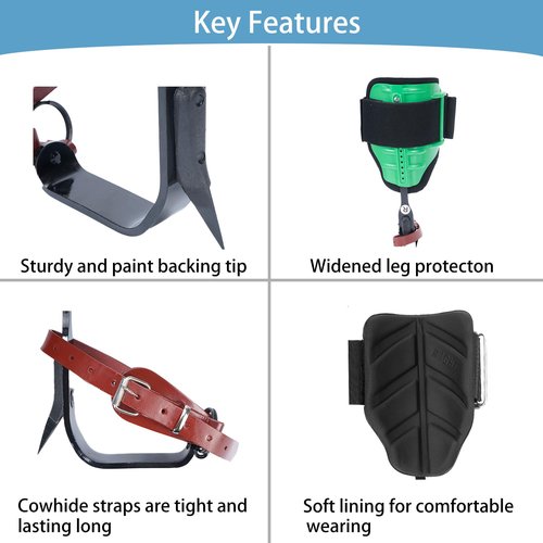 Ksdolip 1 Pair Arborist Climbing Spikes,Adustable Height Tree Spikes for Climbing,Heavy Duty Steel Tree Climbing Gear Kit with Secure Straps for Tree Climbing, Fruit Picking, and Hunting