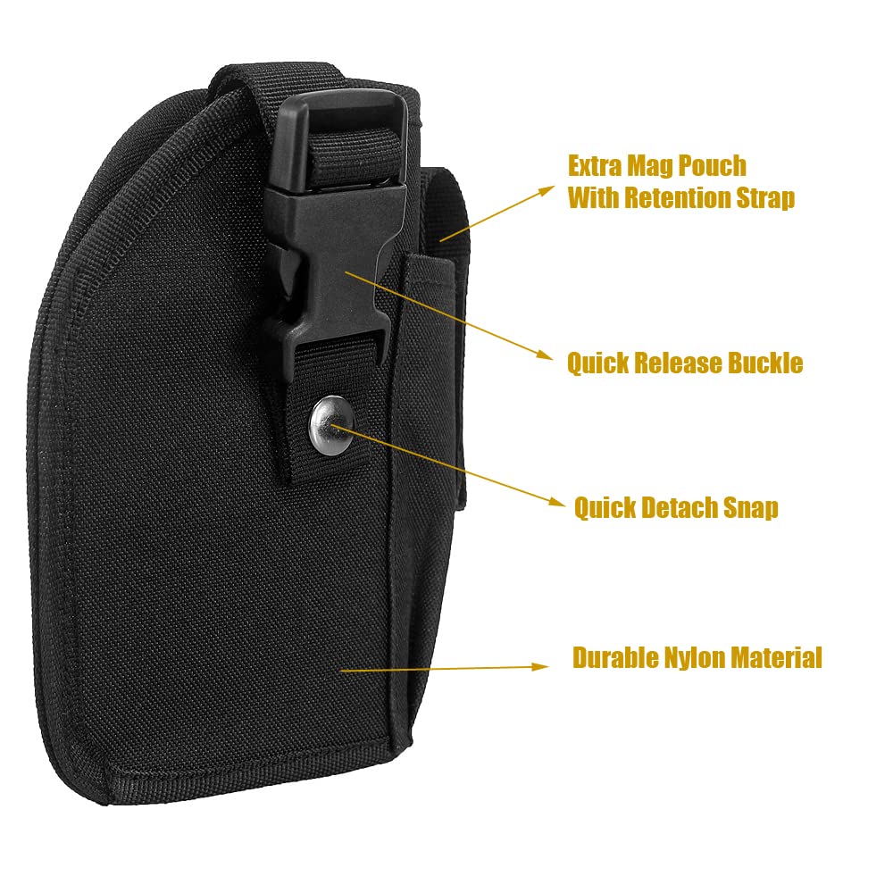 Bursport Universal Waist Belt Holster for Handguns with Under Barrel Laser or Light for Medium Full Size Handguns
