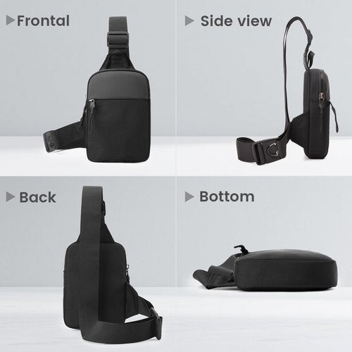Crossbody Sling Bag Chest Dual Pocket Water Resistant Pack Running Phone Holder for Men Women Workout Travelling Present