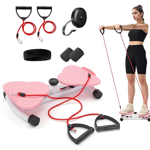 Flexforge Pilates Twister - 300 Lbs Weight Capacity, Flexforge Waist Twister Machine Exercise with 2 Resistance Bands, Flexforge Core Trainer, Non-slip Ab Twister Board for Belly Fat(Pink)