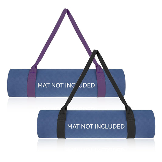 2PCS Yoga Mat Straps for Carrying, Black and Purple Yoga Mat Strap Multi-purpose Straps Adjustable Yoga Mat Holder Sling for Most Size Mats (Yoga Mat Not Included)