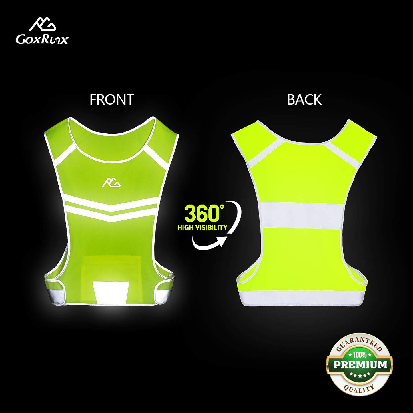 Reflective Running Vest Gear Ultralight & Comfortable Cycling Motorcycle Reflective Vest-Large Zippered Inside Pocket & Adjustable Waist- High Visibility Night Running Safety Vest (Yellow, S)