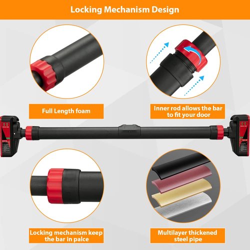 Strength Training Chin up Bar without Screws - Adjustable 27.2"-36.2" Width for Upper Body Training Locking Mechanism Pull-up Bar for Doorway - Max Load 440lbs
